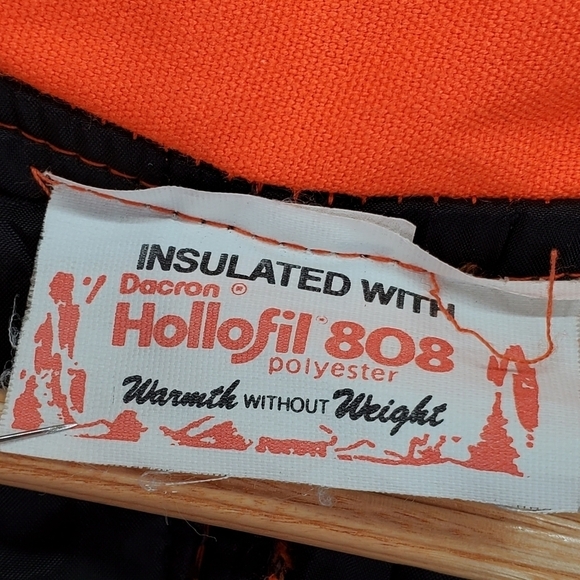 Vtg Coveralls Men XL Orange Hollofil 808 Hunting Workwear 1-Pc USA Made 80s 90s - Picture 2 of 16